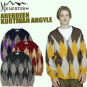 MANASTASH/マナスタッシュABERDEEN KURTIGAN ARGYLE/アバディーンカーディガンアーガイルトップス ニット カラバリ ブラウン ブラック ネイビー バーガンディー M~2XL 大きいサイズ ヴィンテージライク