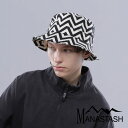 【MANASTASH】MANASTASH/マナスタッシュ/ZG CHILLIWACK BUCKET/ジグザクチリワック バケット帽子 ハット バケハ ヘッドウェア モノトーン 総柄 シンプル ヘンプ フリーサイズ ブラック ベージュ