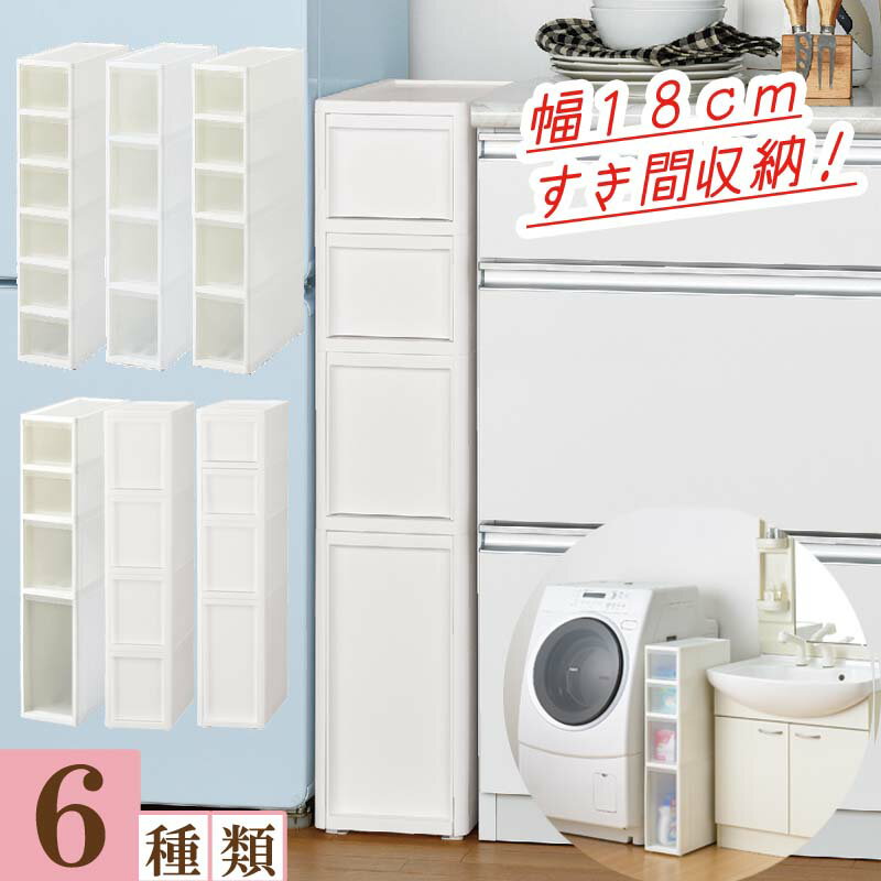 隙間収納 リセ スリムストッカー 新生活 すき間 洗面所 収納 ホワイト クリア コロ付き チェスト キッチン 18cm すき間収納 完成品 ラック おすすめ