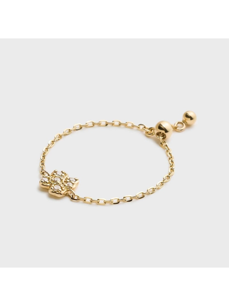 【Tiny Motif】K10ダイヤモンドクローバーチェーンリング(0.03ct) NOJESS ノジェス...
