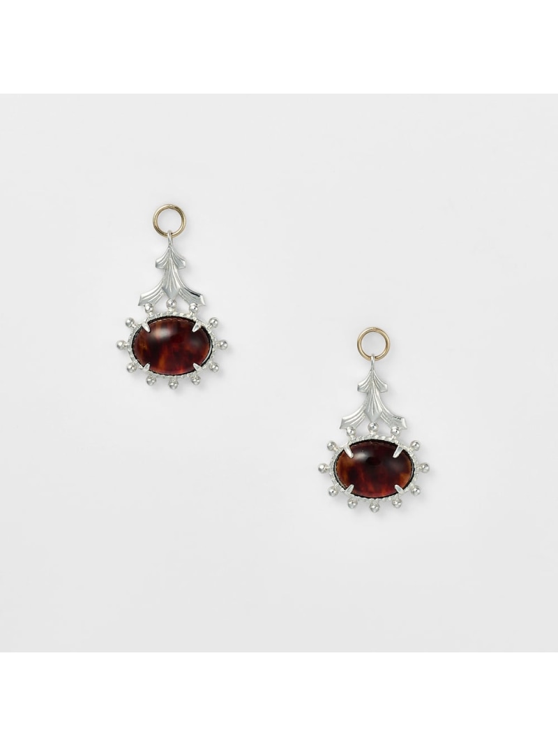 シルバーアンバーピアスチャーム agete アガット アクセサリー・腕時計 その他のアクセサリー・腕時計 ブラウン【送料無料】[Rakuten Fashion]