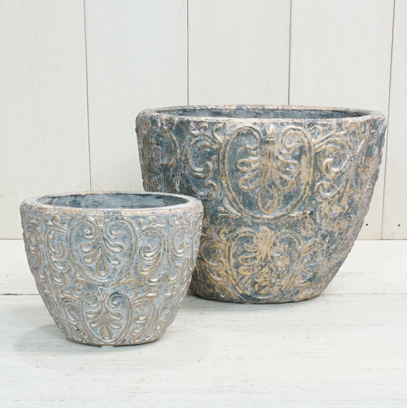 植木鉢 おしゃれ 陶器 アイビーオーバルポット2点セット＜ 23.5cm 8号 15cm 5号 穴...