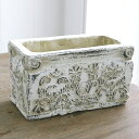 植木鉢 長方形 アンティーク ダイナスティレクトポット< 17cm x 9cm 穴あり 白 ホワイト 陶器鉢 プランター おしゃれ 横長 長鉢 寄せ植え 植物柄 模様 絵 柄 シャビー 鉢 フレンチ ガーデニング 室内 園芸 観葉植物 多肉植物 塊根植物 サボテン 人気 母の日>