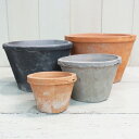 植木鉢 おしゃれ モスポット 素焼き ジャンクポット浅 (2色)< 3号 5号 6号 7号 10cm 15cm 19cm 23cm 穴あり グレー 赤 茶 黒 ...