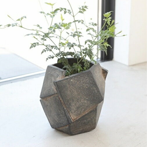 植木鉢 おしゃれ アンティーク セメント カーディストンポット＜ 最大外寸15cm 5号(2.5号用) 底穴あり グレー プランター 六角形 シャビー 鉢 鉢カバー 多面体 コンクリート 室内 屋外 コベントガーデン 植え替え 鉢植え 園芸 観葉植物 多肉植物 塊根植物 サボテン 花 ＞