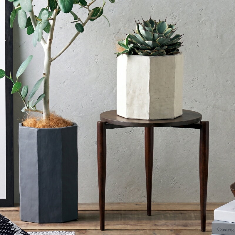Rakuten - 植木鉢 おしゃれ オクトゴーヌポットS(2色)＜ 外寸22cm 7号(6号用) ホワイト アイボリー ブラック グレー 底穴あり グラスファイバー アンティーク セメント コンクリート 軽い 軽量 プランター 鉢 鉢カバー 室内 屋外 鉢植え 園芸 観葉植物 多肉植物 塊根植物 サボテン ＞