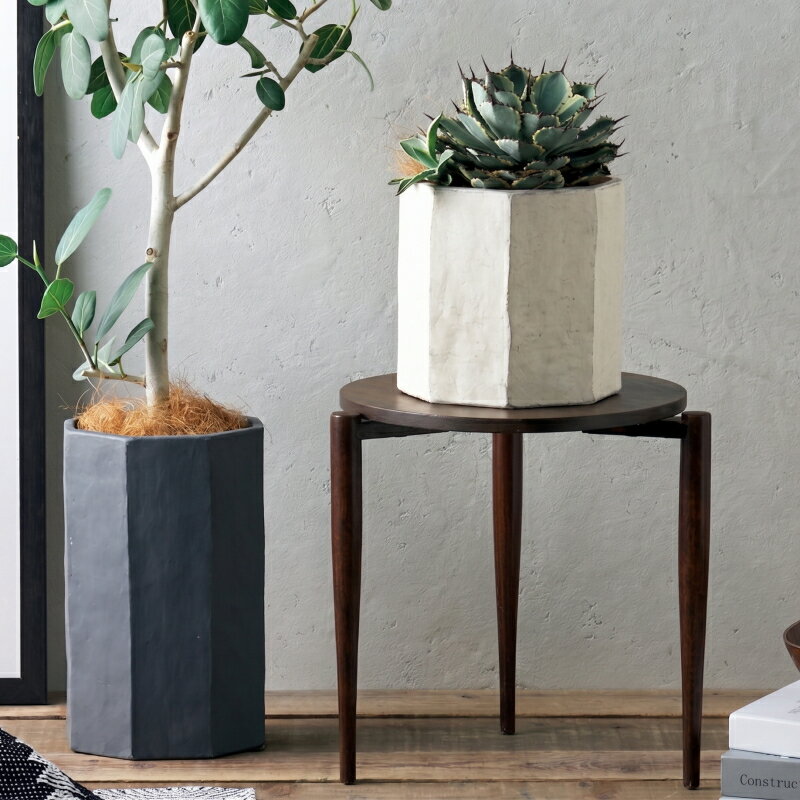 Rakuten - 植木鉢 おしゃれ オクトゴーヌポットM(2色)＜ 外寸29.5cm 9.5号(9号用) ホワイト アイボリー ブラック グレー 底穴あり グラスファイバー アンティーク セメント コンクリート 軽い 軽量 プランター 鉢 鉢カバー 室内 屋外 鉢植え 園芸 観葉植物 多肉植物 塊根植物 サボテン