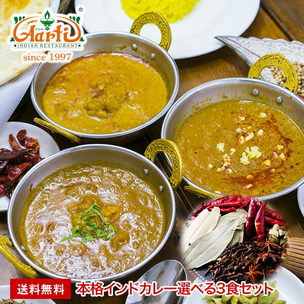 インドカレー 選べる3食セット ≪簡易包装≫ 180gx3袋 ゆうメール送料無料神戸アールティー インドカレー レトルト カレー 専門店 通販 セット商品 まとめ買い お買い得