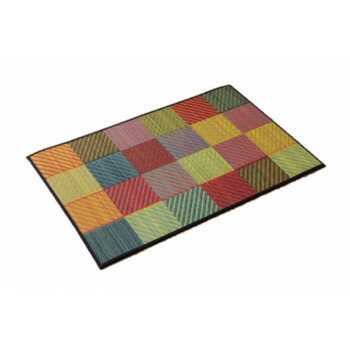 純国産 い草玄関マット 『Fカラフルブロック』 約60×90cm 8819260