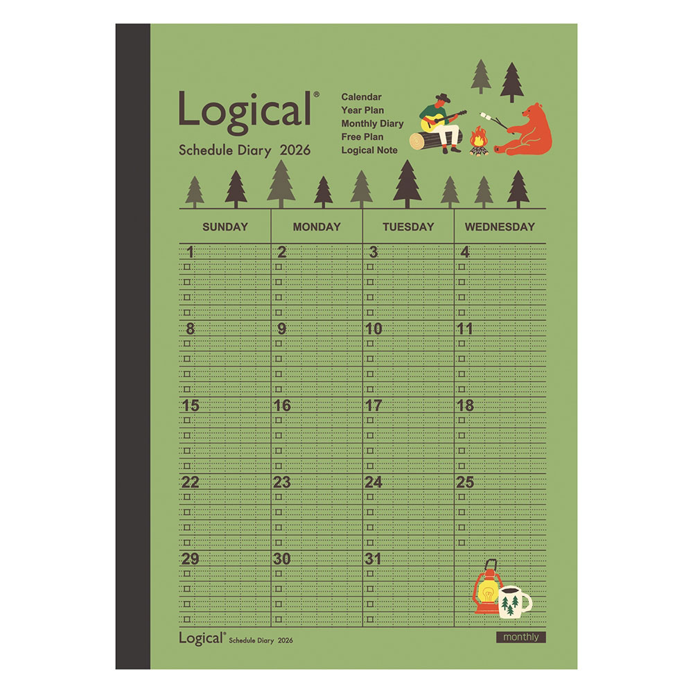 ナカバヤシ ロジカルダイアリー 月間ノートタイプ A B6 キャンプ NS-B602-26AS1 月間ブロック 2026年 ..