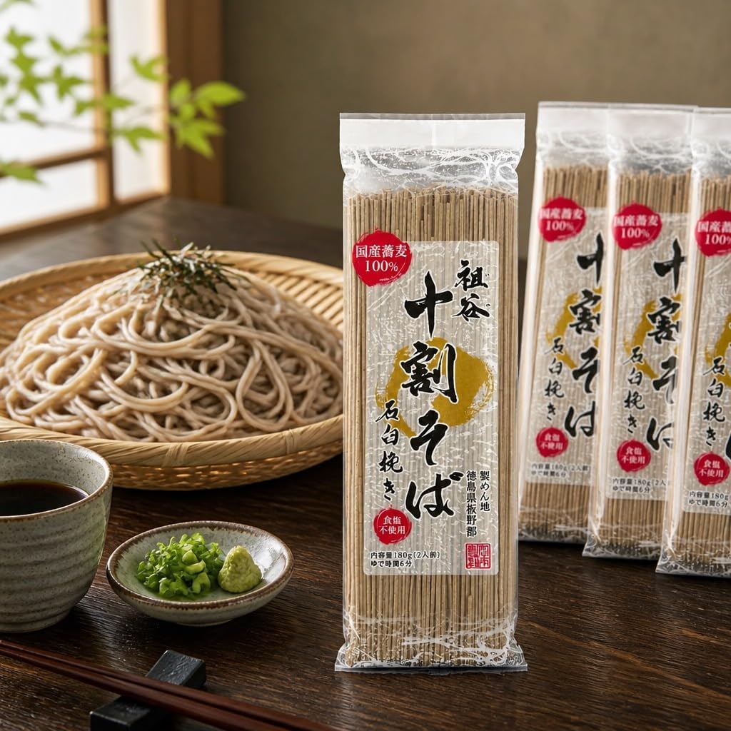 [29の日★クーポン配布中] 十割そば 乾麺 岡本製麺 国産 祖谷十割蕎麦 石臼挽き 180g 大容量 まとめ買い 十割蕎麦 食塩不使用 つなぎなし 国産そば粉100％ 年越しそば 非常食 保存食 aassist-10000465 PHI PHI SHOP サンプル画像2