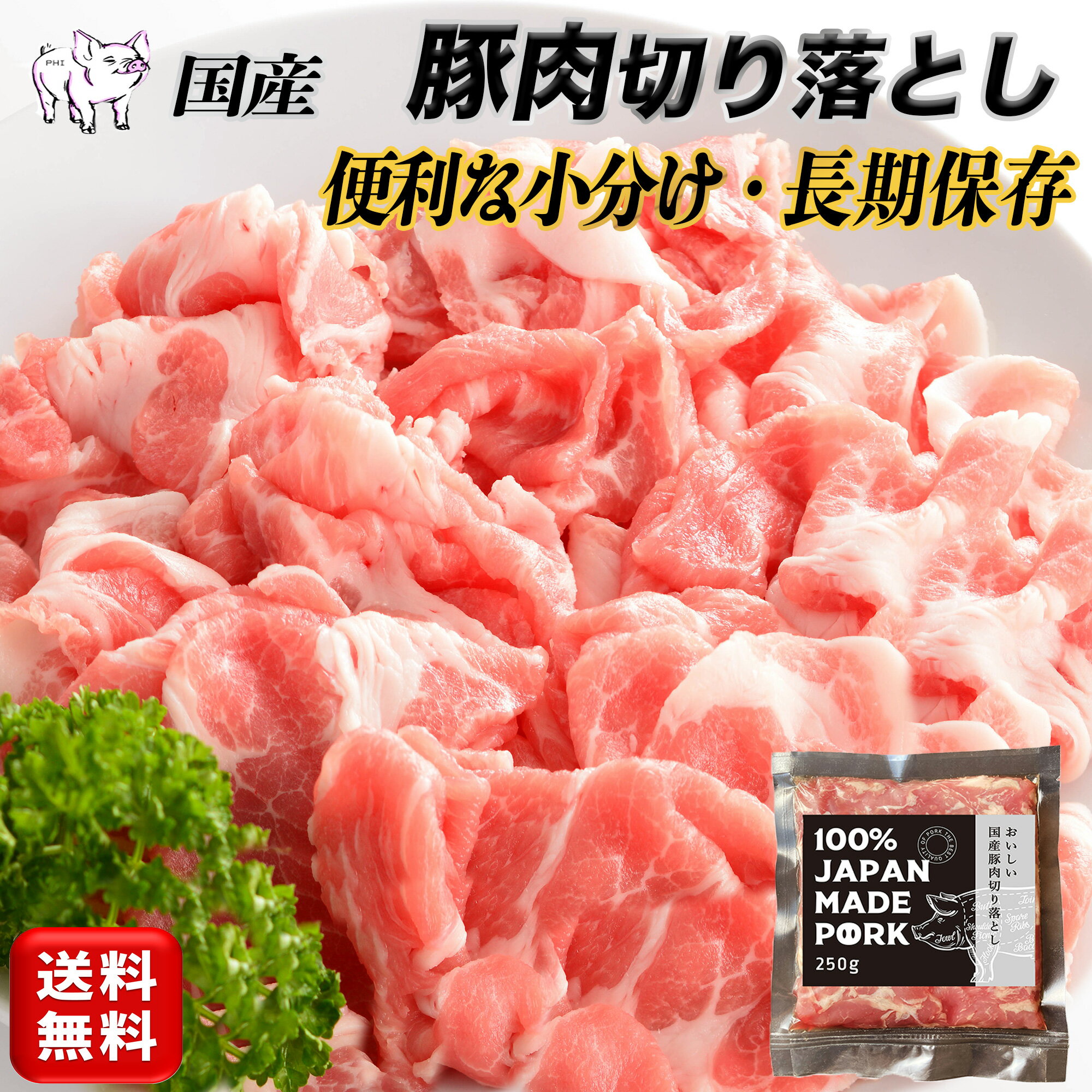 国産 豚肉 小分け パック ご自宅用 真空包装 冷凍食品 豚こま肉 長期保存 切り落とし肉 250 真空パック こま 切落とし 簡単 時短 非常食 butaniku 一人暮らし 国産豚肉 お中元 九州産 こま切れ…