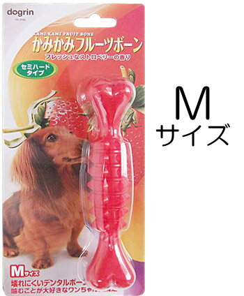 ○スーパーキャット　かみかみフルーツボーン　Mサイズ　セミハードタイプ　ストロベリー メール407のサムネイル