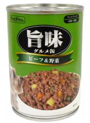 楽天にゃんともわんとも△○【24缶入りケース販売】ペットプロ　旨味グルメ　ビーフ＆野菜味　375g×24缶セット（総重量：9000g）