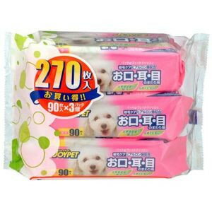 ○ジョイペット ウェットティッシュ 目・耳・口のニオイ・汚れスッキリ 90枚入×3セット(総量270枚)