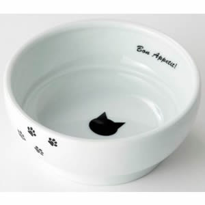 ○猫壱　ハッピーダイニング フードボウル 猫柄 (直径11cm) (ペット/猫/ネコ/食事/食器/陶器)