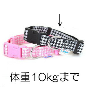 Nylon （Medium Dogs） - ★【ネコポス2個OK】株式会社アライブ　L'ange/らんじゅ 千鳥柄カラー Mサイズ(体重10kgまで)ブラック (ペット/犬/お出かけ/お散歩/首輪)