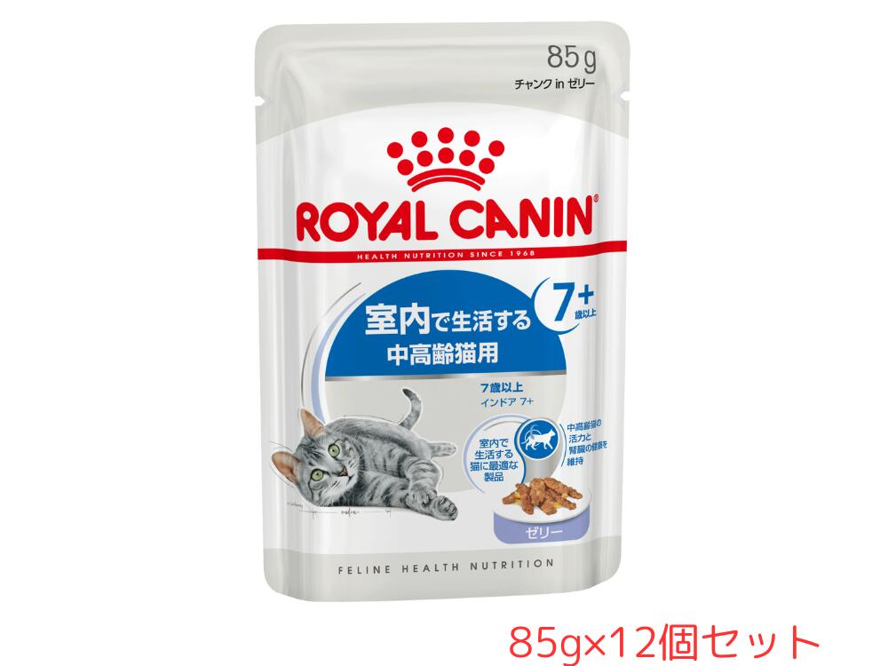 樂天商城 - 【送料無料】[ロイヤルカナン] フィーライン ヘルス ニュートリション ウェット インドア 7+ ゼリー 室内で生活する中高齢猫用 7歳以上 85g×12個セット【総合栄養食】