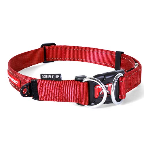 ○新東亜交易　EZYDOG　イージードッグ　ダブルロックカラー　レッド　Mサイズ　中型犬「W」犬の首輪