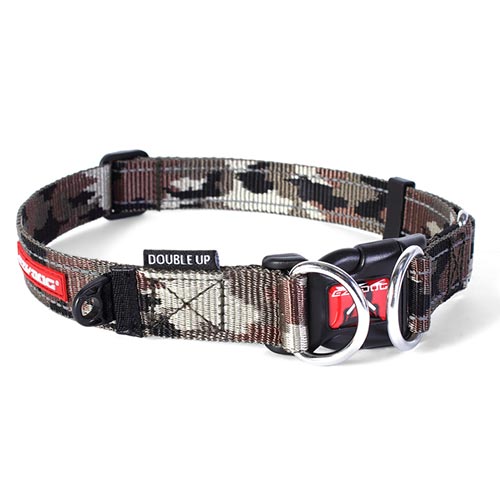 ○新東亜交易　EZYDOG　イージードッグ　ダブルロックカラー　グリーンカモ　Mサイズ　中型犬「W」犬の首輪