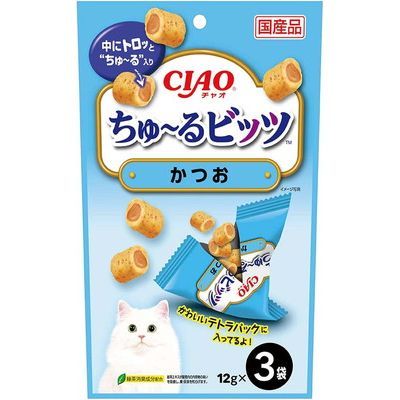 〇いなば　CIAO ちゅ～るビッツ　かつお　猫用　12gx3【国産】