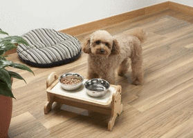 ○【　ウッディーダイニング　Sサイズ　】犬猫用高さ調節食器台「ドギーマン」