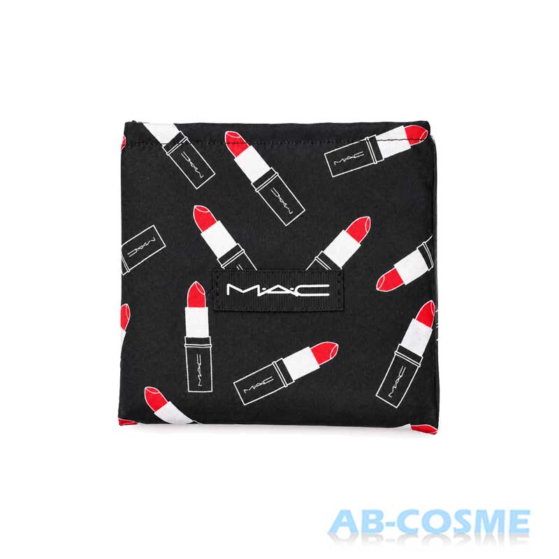 マック MAC ロゴ入り オリジナル リップ柄 エコバッグ #ブラック 折り畳み 折りたたみバッグ サブバッグ 薄型 軽量