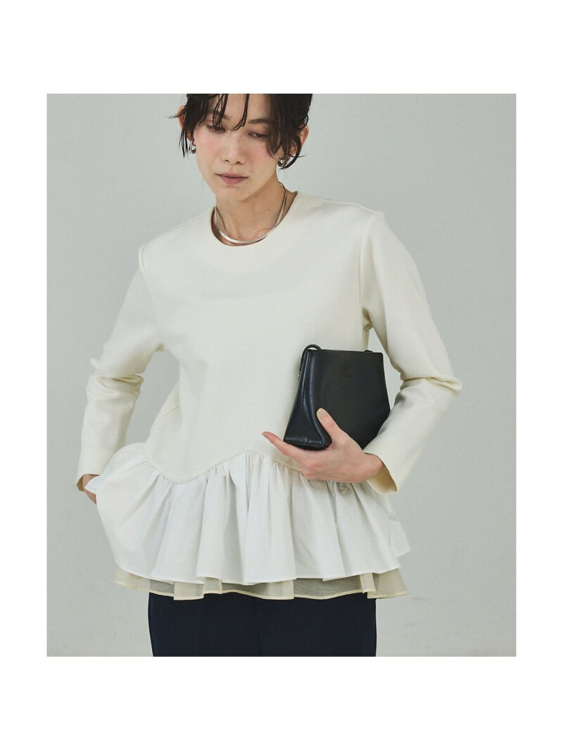 タフタコンビプルオーバー【予約】 qualite カリテ トップス シャツ・ブラウス ホワイト ネイビー【先行予約】*【送料無料】[Rakuten Fashion]