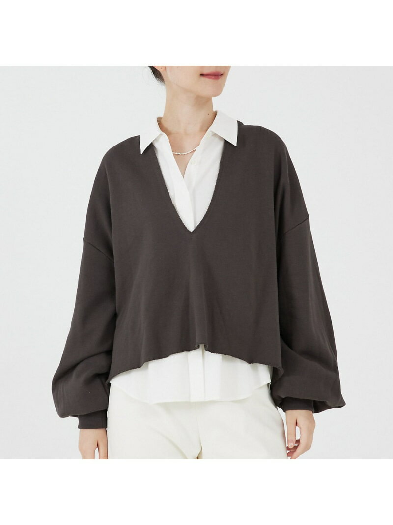 キーネックスウェット qualite カリテ トップス スウェット・トレーナー グレー ホワイト ブラック ベージュ【送料無料】[Rakuten Fashion]のサムネイル