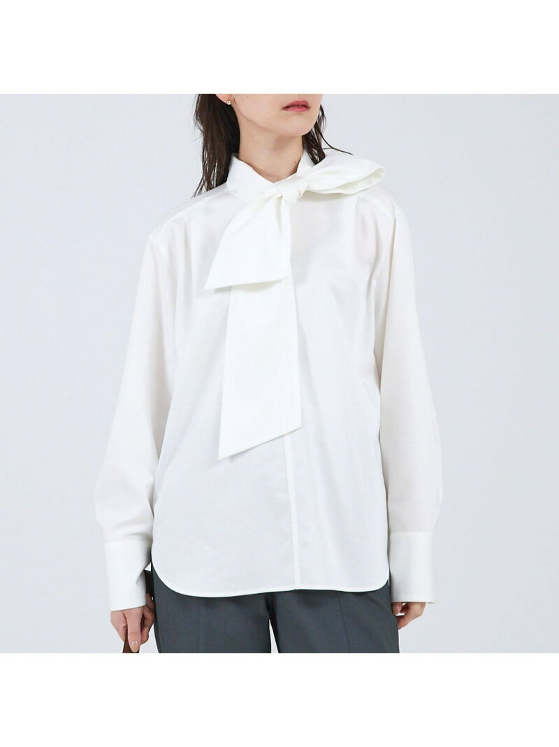 デニムボウタイブラウス qualite カリテ トップス シャツ・ブラウス ホワイト ブルー【送料無料】[Rakuten Fashion]のサムネイル