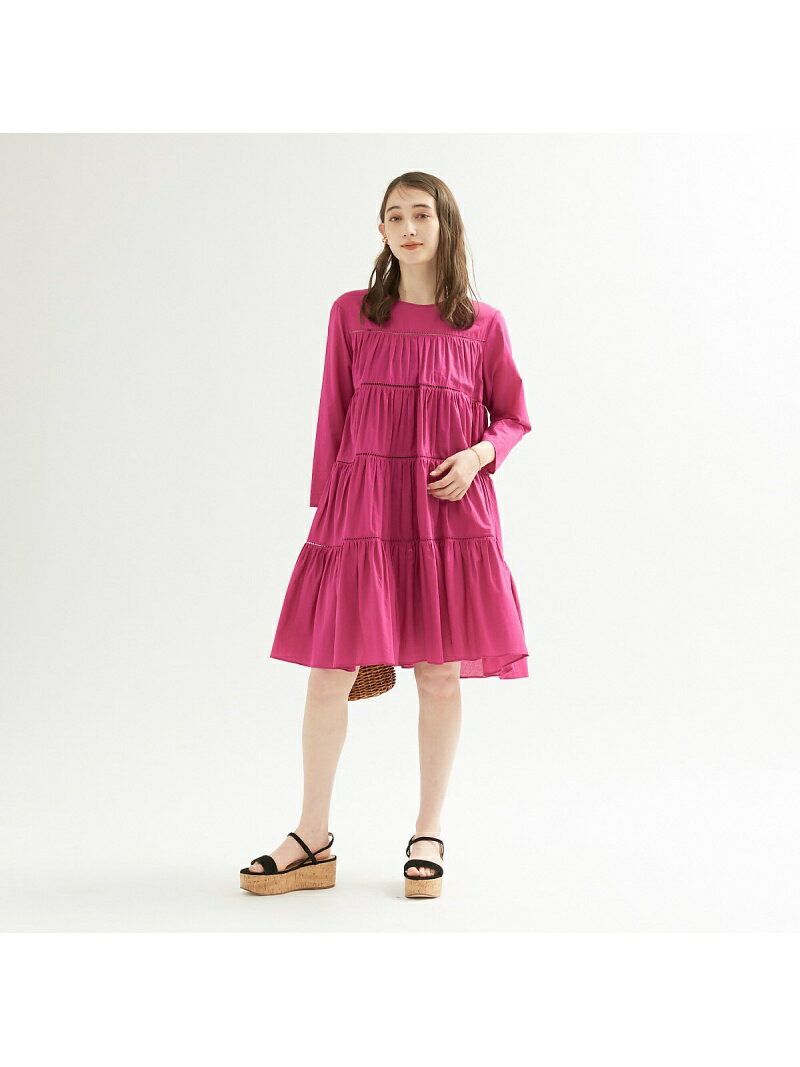【SALE／20%OFF】ティアードローンミニワンピース Rouge vif la cle ルージュ・ヴィフ ラクレ ワンピース・ドレス シャツワンピース ピンク ホワイト ブラック【RBA_E】【送料無料】[Rakuten Fashion]