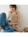 【一部店舗限定】エコファーベスト【予約】 Rouge vif la cle ルージュ・ヴィフ ラクレ トップス ベスト・ジレ ベージュ ブラウン【先行予約】*【...
