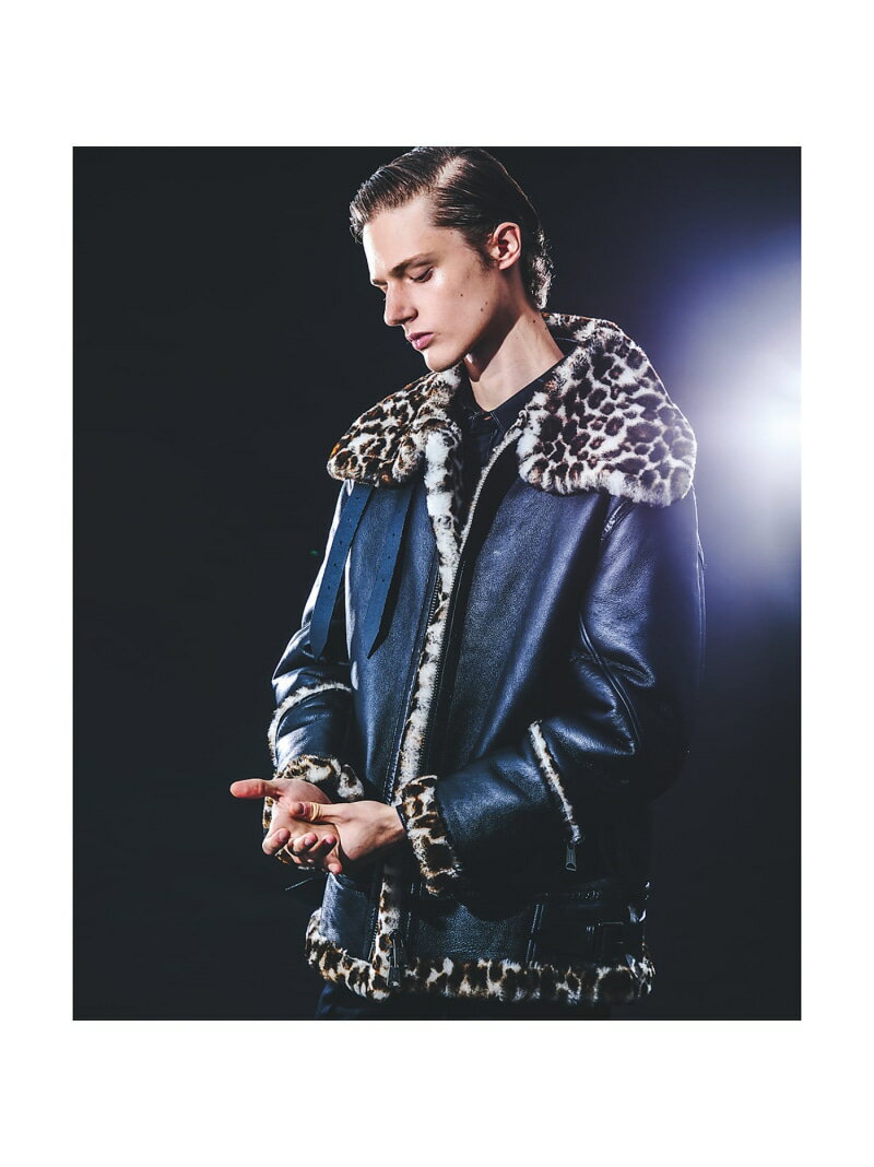 【25A/W】B-3 ムートン ライダース【予約】 5351POUR LES HOMMES ゴーサンゴーイチプールオム ジャケット・アウター その他のジャケット・アウター ブラック【先行予約】*【送料無料】[Rakuten Fashion]