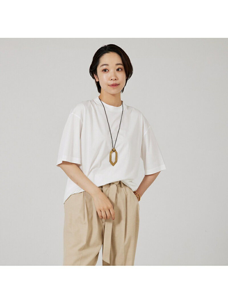 【three dots】シルキーペーパーコットンT qualite カリテ トップス カットソー・Tシャツ ホワイト ブラック【送料無料】[Rakuten Fashion]