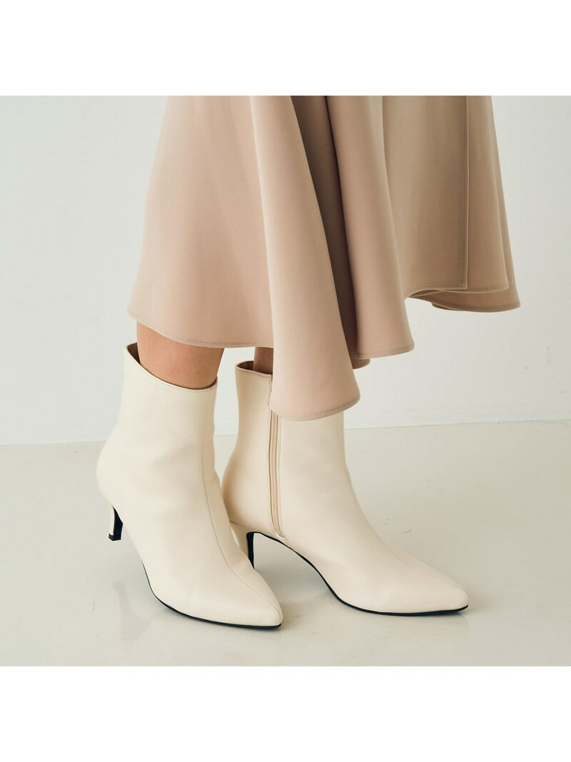 【一部店舗限定】ポインテッドトゥ ショートブーツ(6cm) Rouge vif la cle ルージュ・ヴィフ ラクレ シューズ・靴 ブーツ ホワイト ブラック【送料無料】[Rakuten Fashion]