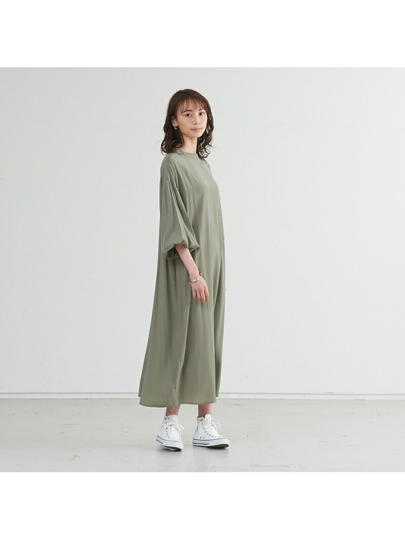 【SALE／50%OFF】袖ボリュームワンピース abahouse mavie アバハウス マヴィ ワンピース・ドレス シャツワンピース カーキグリーン ベージュ【RBA_E】[Rakuten Fashion]