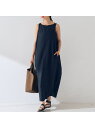 麻混ノースリーブ後ろタックワンピース【予約】 Rouge vif la cle ルージュ・ヴィフ ラクレ ワンピース・ドレス シャツワンピース ブラック ブラウ...