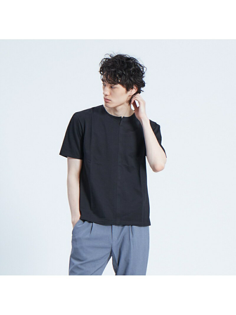 [Rakuten Fashion]キーネック圧着Tシャツ ABAHOUSE LASTWORD アバハウス カットソー Tシャツ ネイビー ホワイト ブラック【送料無料】