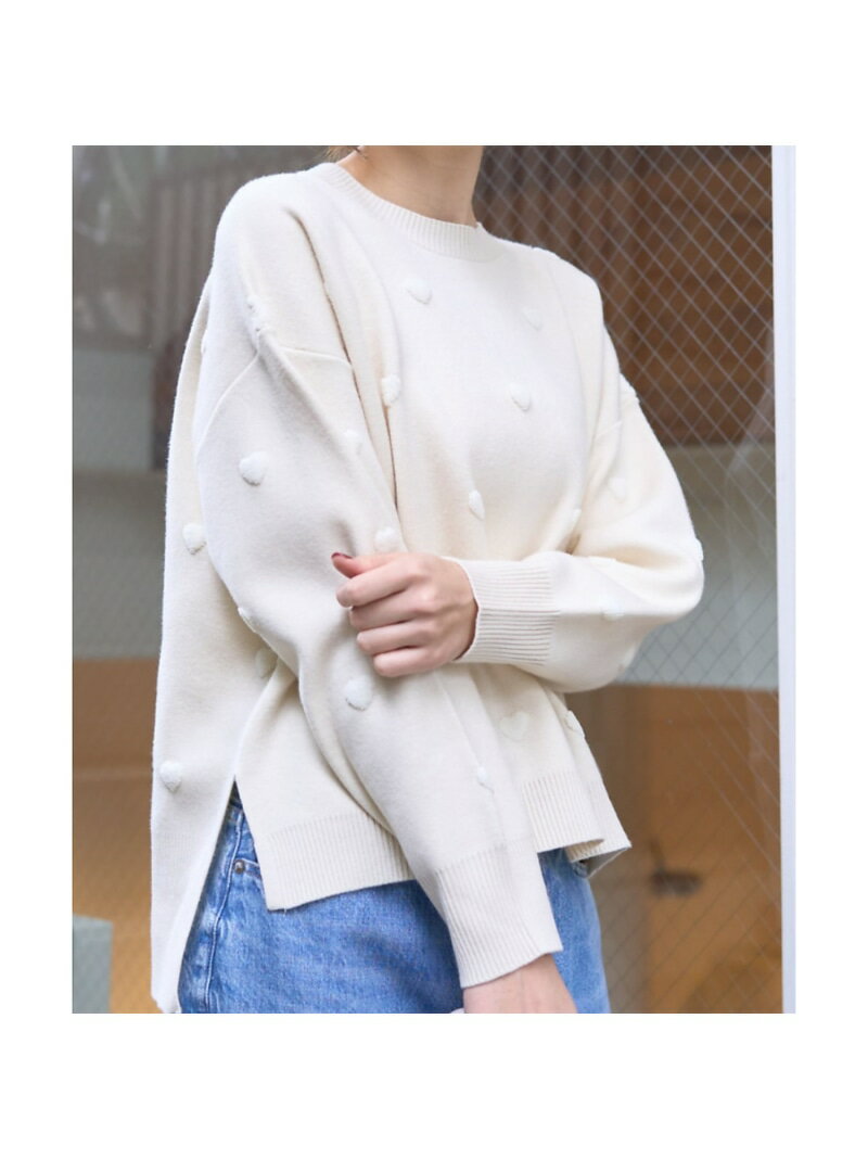 【新色登場】ハートジャガードニットプルオーバー Rouge vif la cle ルージュ・ヴィフ ラクレ トップス ニット グレー ホワイト【送料無料】[Rakuten Fashion]