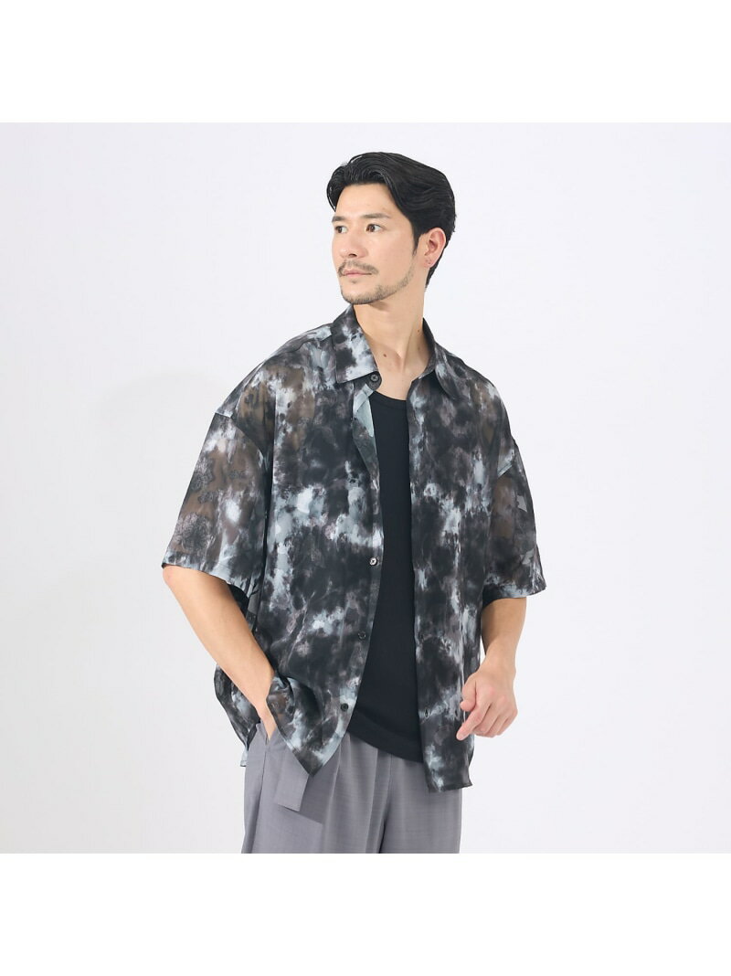 【AH ABAHOUSE】アブストラクト柄 シアーシャツ ABAHOUSE LASTWORD アバハウス トップス シャツ・ブラウス パープル ブラック ブルー【送料無料】[Rakuten Fashion]のサムネイル