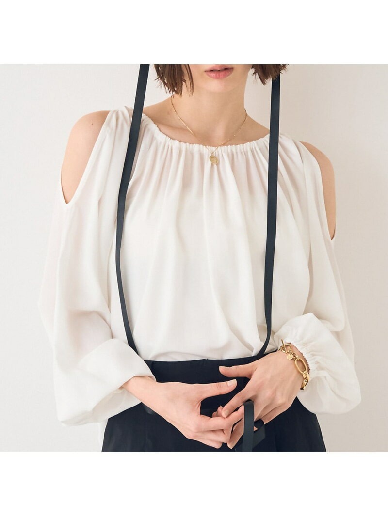 【SALE／35%OFF】【一部店舗限定】オープンショルダーブラウス Rouge vif la cle ルージュ・ヴィフ ラクレ トップス シャツ・ブラウス ホワイト ベージュ【RBA_E】【送料無料】[Rakuten Fashion]のサムネイル