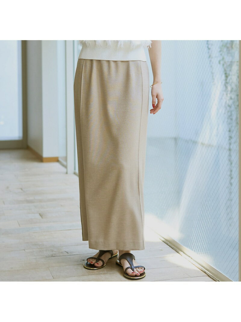 ABAHOUSE ONLINEの【接触冷感/UVカット/防しわ】リネンライクストレッチピンタックタイトスカート Rouge vif la cle ルージュ・ヴィフ ラクレ スカート ロング・マキシスカート ベージュ ブラック ホワイト【送料無料】[Rakuten Fashion]｜アングル3