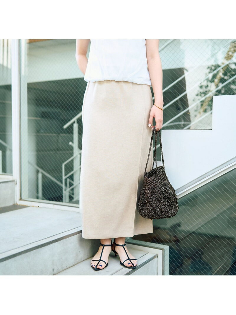 ABAHOUSE ONLINEの【接触冷感/UVカット/防しわ】リネンライクストレッチピンタックタイトスカート Rouge vif la cle ルージュ・ヴィフ ラクレ スカート ロング・マキシスカート ベージュ ブラック ホワイト【送料無料】[Rakuten Fashion]｜アングル2