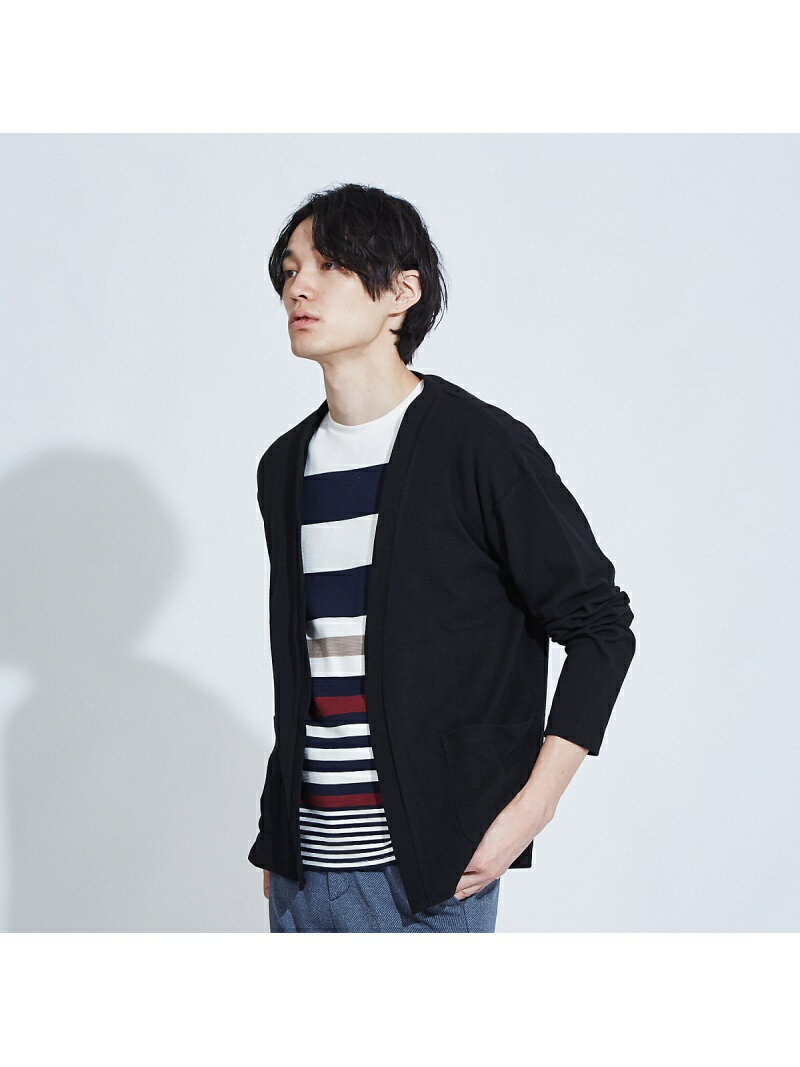 [Rakuten Fashion]【展開店舗限定】ストレッチフライス ボタンレスカーディガン ABAHOUSE LASTWORD アバハウス ニット カーディガン ブルー ブラック グレー ベージュ【送料無料】