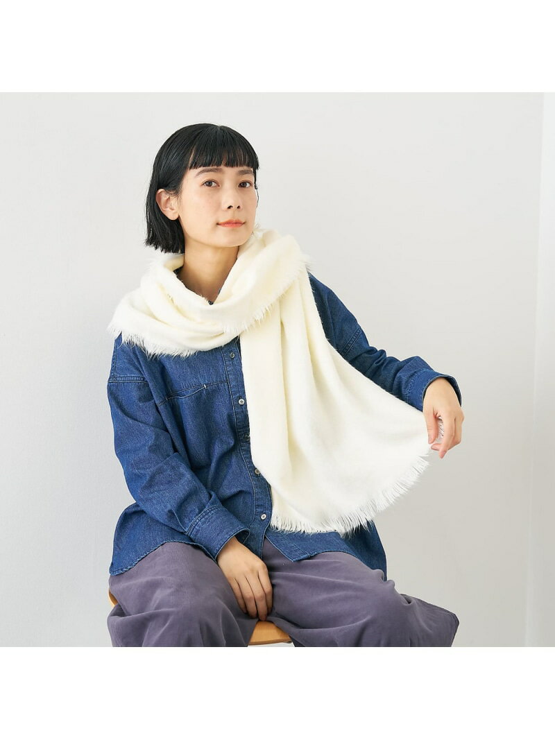 シャギーストール【予約】 collex コレックス ファッション雑貨 マフラー・ストール・ネックウォーマー ホワイト【先行予約】*【送料無料】[Rakuten Fashion]