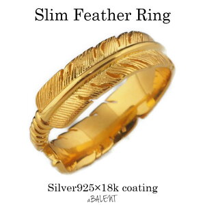 フェザーリング ゴールド リング 羽根 ネイティブ silver925 18k coating メンズ レディース フリーサイズ 指輪 18金 ユニセックス