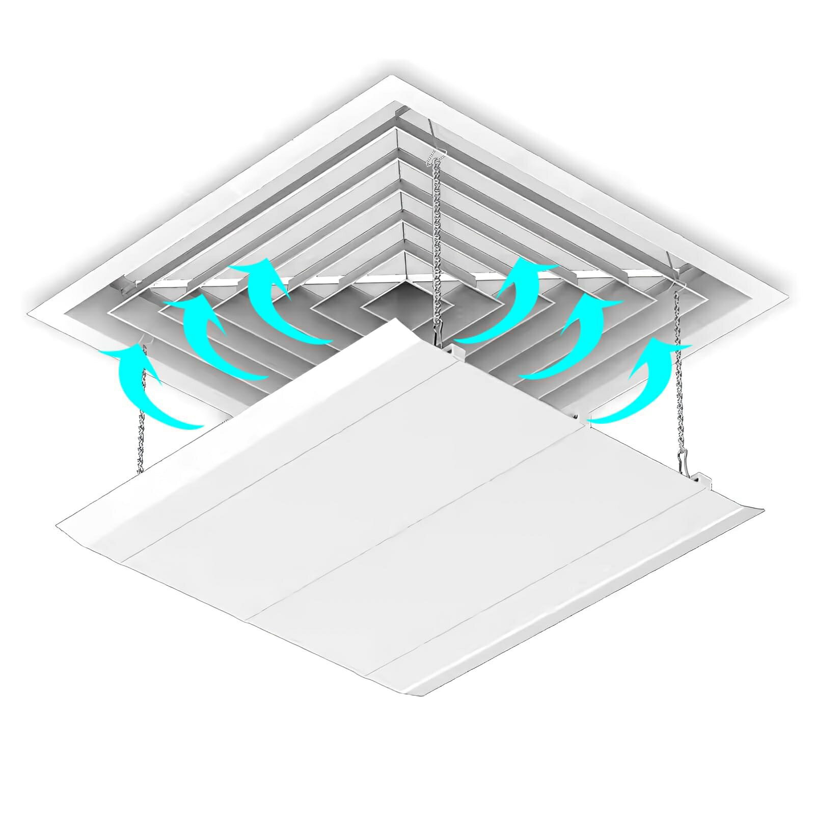 エアコン風よけ 天井通気口用エアディフレクター エアコン風よけカバー 風よけ 風避け 正方形 調節可能なエアコンベントディフレクター 冷房 暖房 商業/オフィス/家庭用天井通気口カバー 取り付け簡単 プレゼント ギフト 贈り物 送料無料
