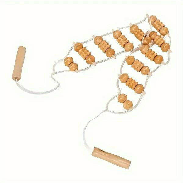 アバンshopの1pc 筋膜リリース用木製マッサージツール、背中用ローラーストリップトリガーポイントセルフマッサージャー、全身の筋肉の痛みを和らげる｜アングル3