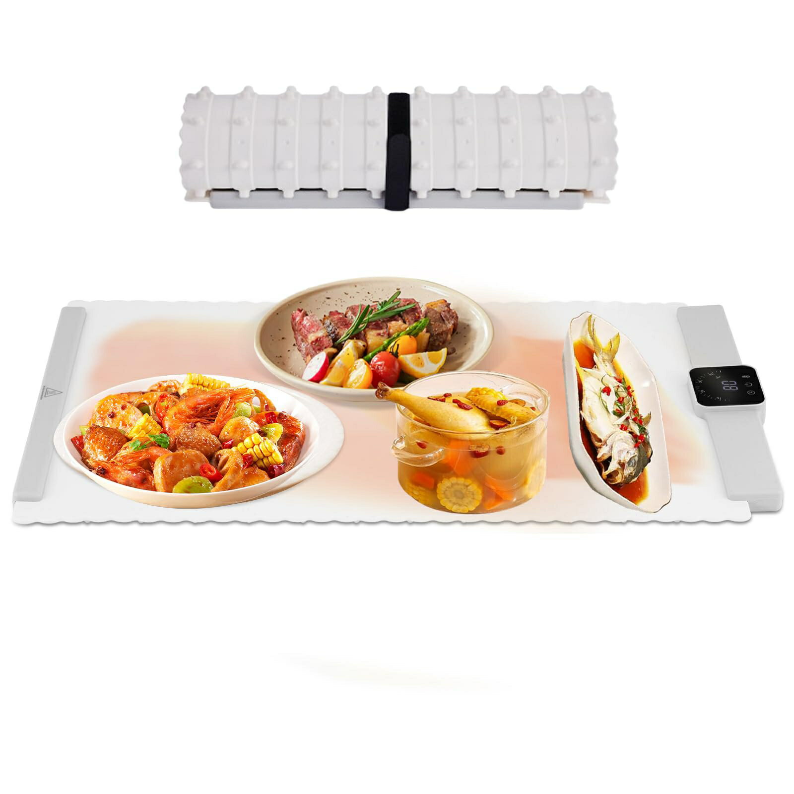 食品保温プレート 卓上保温トレイ フードウォーマー 66*38cm 電気保温プレート 料理ウォーマー 60-100℃..