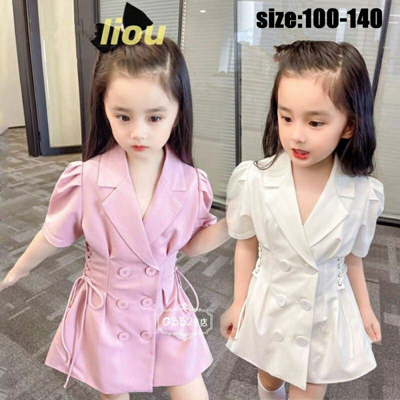 韓国子供服ワンピース半袖夏女の子ス...